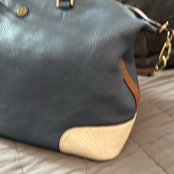 Tory Burch Navy and Cream Leather Tote - Picture 2 of 2